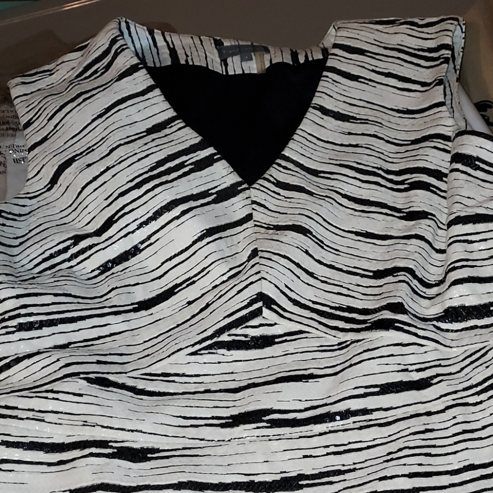 Vince Camuto,6,black-and-white with sateen dress